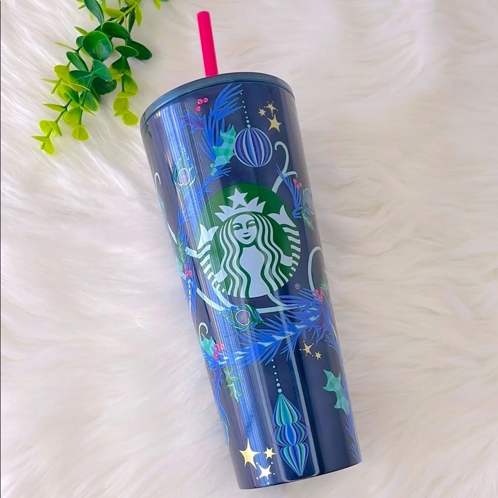 Starbucks Holiday 2024 Blue Pine & Feather Tumbler‎
